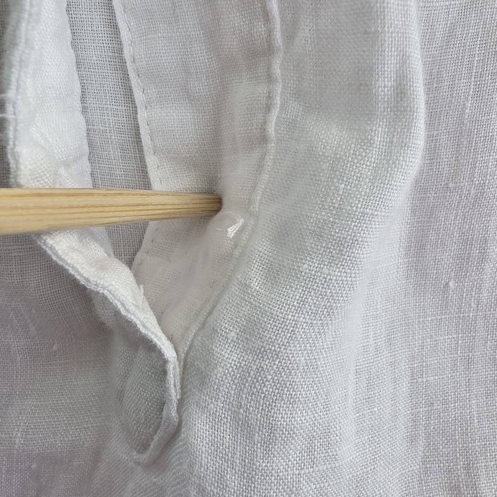 INC Linen Blouse 22W White 3/4 Sleeve Roll Tab Lightweight Top - Picture 15 of 16